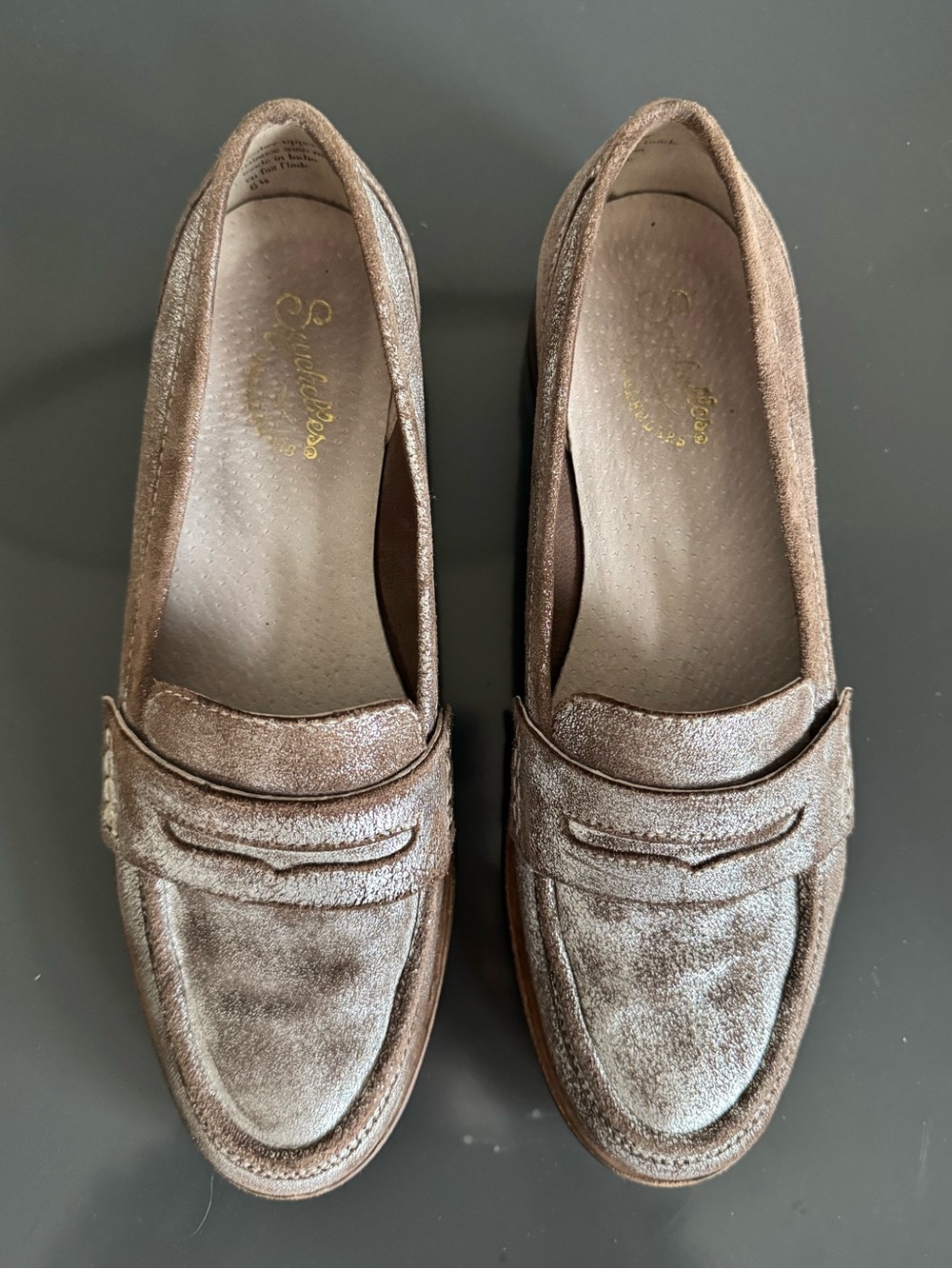 Seychelles Metallic “Weekenders” Penny Loafers Leather